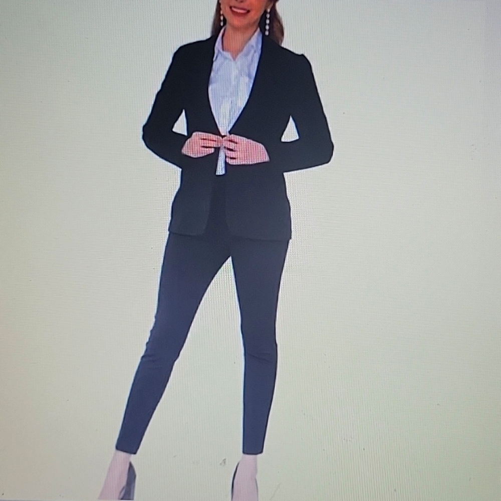 Marycrafts black business blazer pant suit set stretch classic washable 4 New …